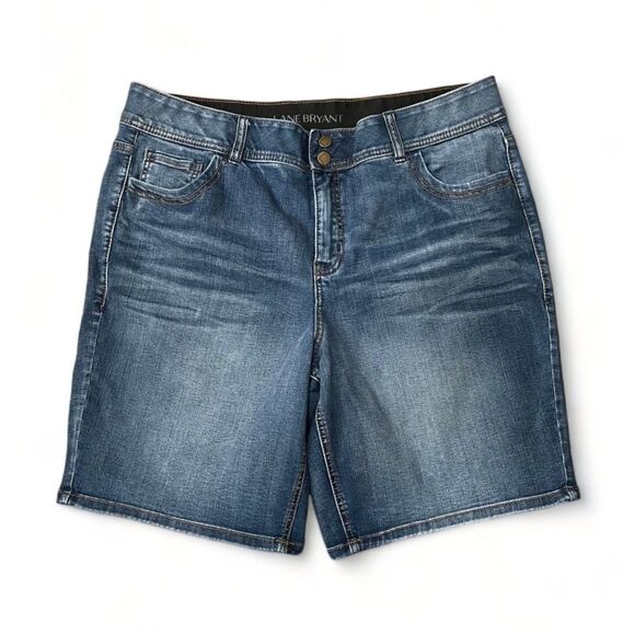LANE BRYANT Tighter Tummy Denim Bermuda Stretch Shorts, 20 - Picture 1 of 8